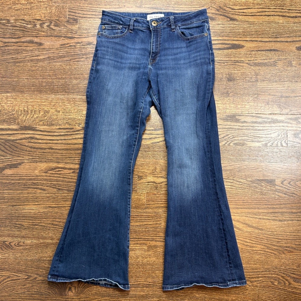 DL1961 Heather High Rise Flare Jeans Womens 30 Petite Dark Wash Blue Denim